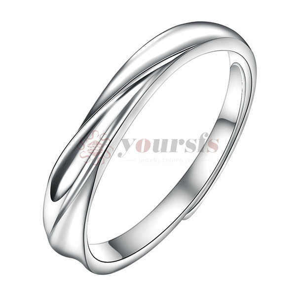 Yoursfs Twist Band Ring 18K White Gold Plated Simple Adjustable Ring for Women Fashion Jewelry Ring Gift