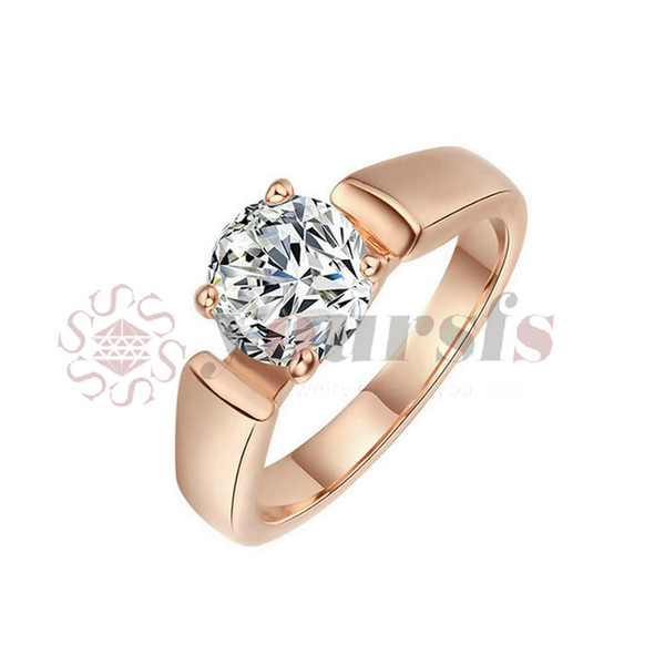 Yoursfs Gold Plating 18 K four claw square shape Cubic Zircon ring female wedding rings for women simple jewelry korean version