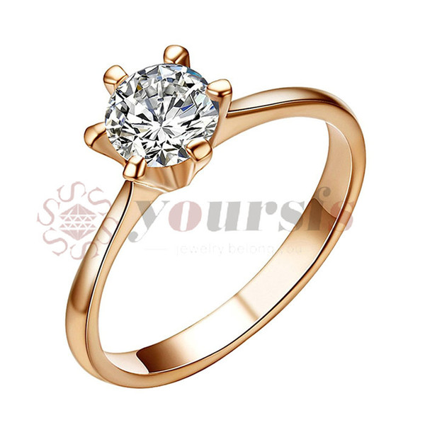 Yoursfs Classic Best Lovers Gift Whited Gold Plated Use Austria Crystal Simulation of Diamond 1ct Bridal wedding rings for Women Gift R059W1