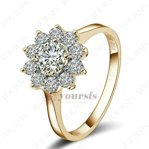 Yoursfs Women Flower Statement Rings Prong Wedding Jewelry Rings for Bridal 18K Rose Gold Plated CZ Rings Valentine's Gift