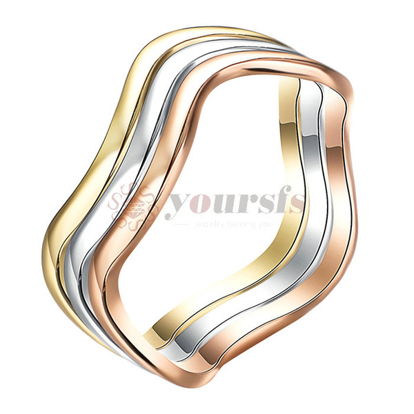 Yoursfs Wave Ring 18K White Gold Plated Simple Thin Women Sisters Promise Rings For Her Prom Jewlery 3 sales together