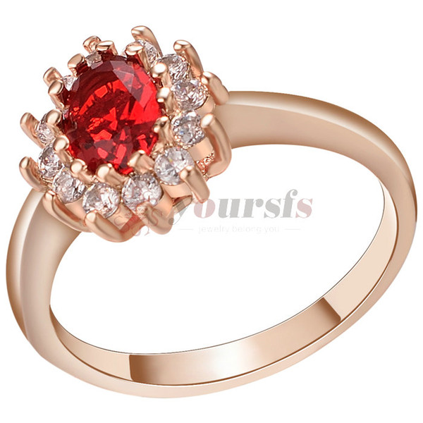 Yoursfs New Fashion Style Red Crystal Rings For Women Gold Ring Fashion Jewelry