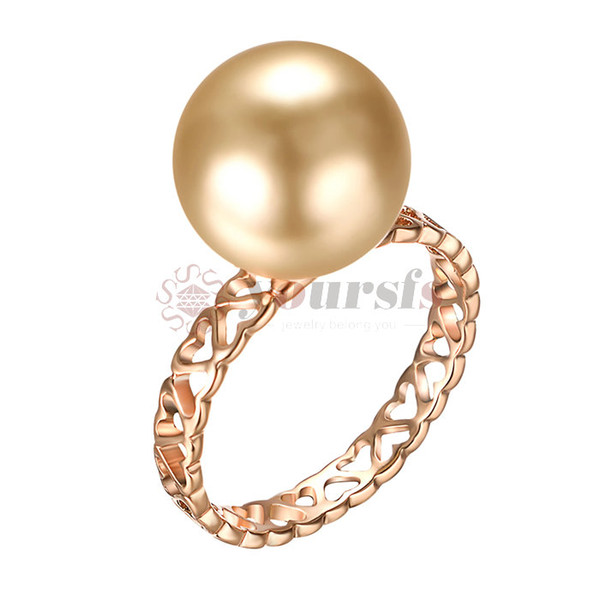 Yoursfs Pearl Ring 18k Rose Gold Plated Simulated Solitaire Pearl Rings Wedding Bands Jewelry Gift