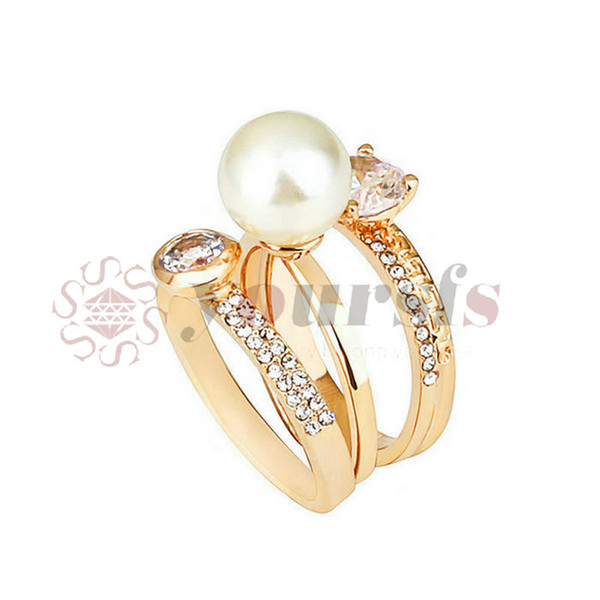 Yoursfs imitation pearl Jewelry Clear CZ Crystal Heart Rings for Women Fine Wedding Rings Female Accessories