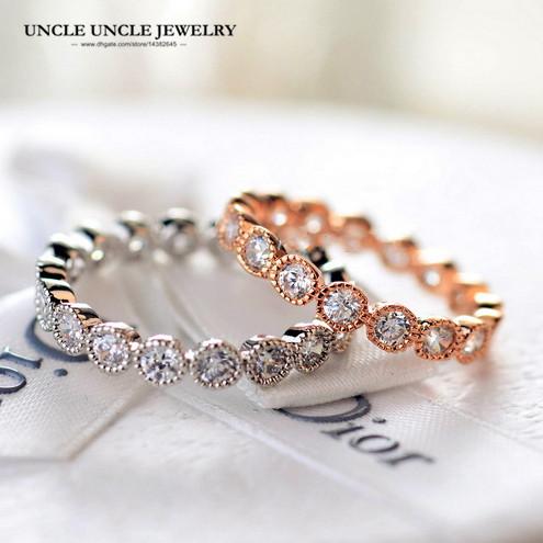 Rose Gold Color Zirconia Micro Inlays Thin Lady Fashion Tail Ring Wholesale 18krgp