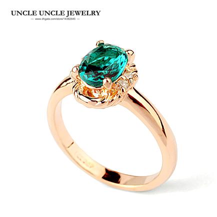 Rose Gold Color Austrian Crystal Green Erstwhile Memory Design Lady Finger Ring Wholesale Fashion Accessories Drop Shipping