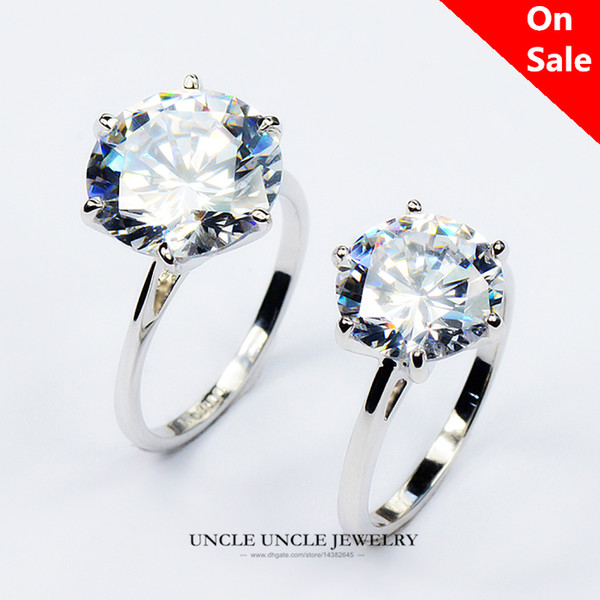 Ultra-big White Gold Color Prong Setting Sparkly Cubic Zirconia Luxury Woman Engagement Ring Jewelry Wholesale