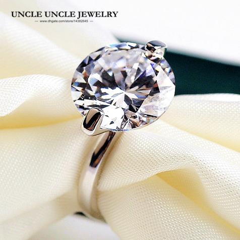 Super Big Engagement Ring Rose Gold Color Exaggerated Clear Zirconia Inlaid Woman Wedding Rings Wholesale Gift