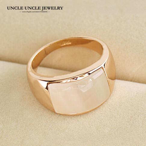 Rose Gold Color High Quality Rectangle Opals Retro Trendsetter Finger Ring Wholesale