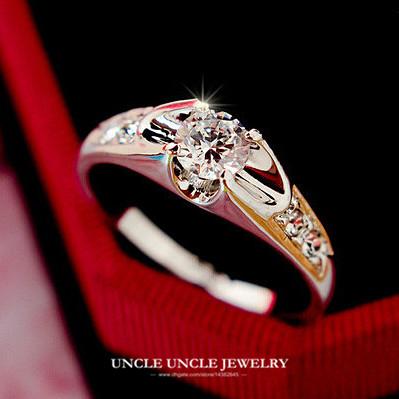 Classic White Gold Color Zirconia Rhinestone Setting Woman Engagement Finger Fashion Ring Wholesale