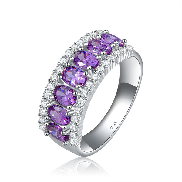 Orsa Jewerly Famous Brand Ladies Fashion women Amethyst Zircon Rings with Platinum Plated Woman Ring OR43