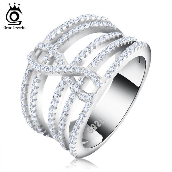 New Fashion Women Infinity Ring White Gold-color with 140 Pieces Micro Cubic Zircon Pave Finger Ring brincos OR83