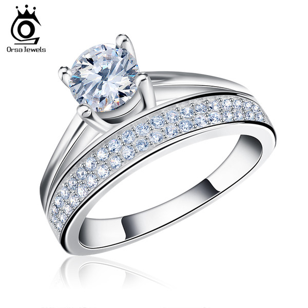 Promotion New Design Fashion Cluster Ring Fashion Charm Zircon Crystal Silver Color Rings Women Jewels OR107