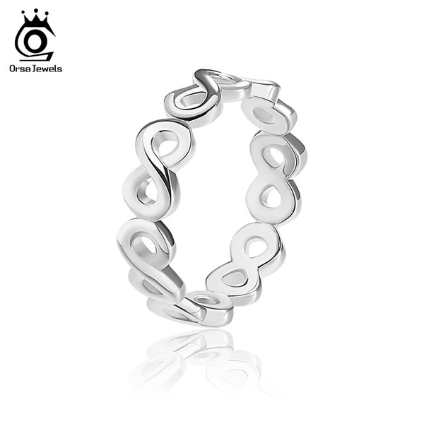 ORSA JEWELS 2017 Fashion Infinite Rose Gold Color/Silver Color 8 fonts Rings Lead & Nickel Free White Brass Ring for Women OR150