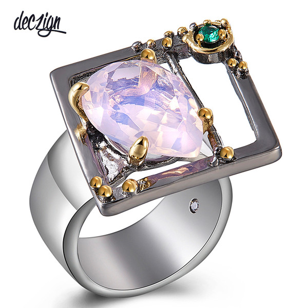 Deczign Brand New Gothic Ring for Women Tear Drop Pink Zircon Chic Chic Jewelry Party Must Have Drop Shipping WA11635