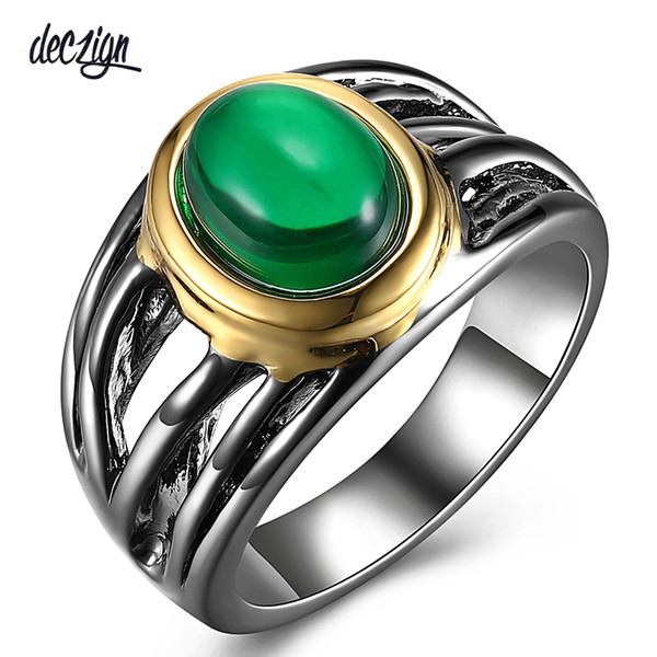 Deczign Must Have Jewelry Solitaire Ring for Women Oval Green Zirconia Gun and Gold Color Lead Free Metal WA11547