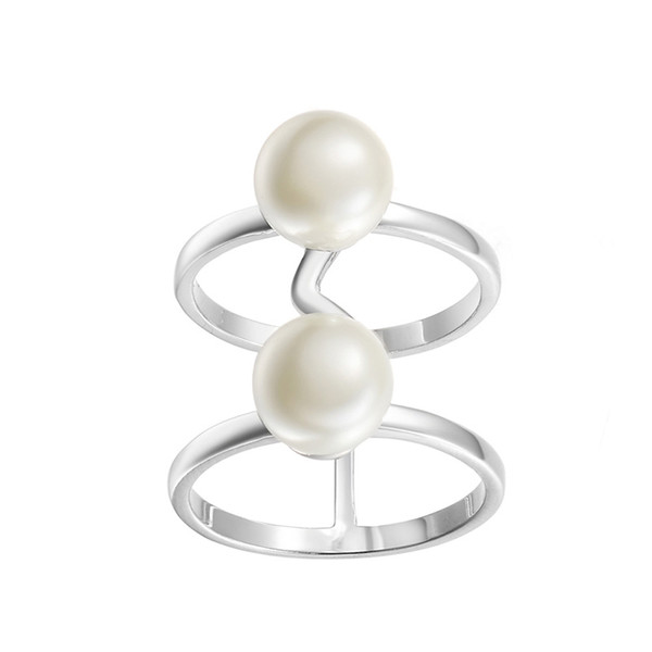 KIVN Fashion Jewelry Tiny Elegant Engagement Bridal Wedding Simulated Pearl Rings for Women Mothers Birthday Christmas Gifts