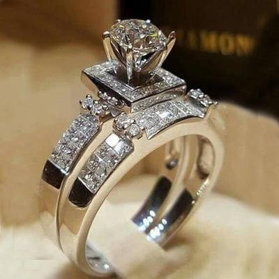 Cubic Zirconia Ring Diamond Bride Wedding Rings Couple Crystal Ring Fashion Jewelry Will and Sandy Drop Shipping