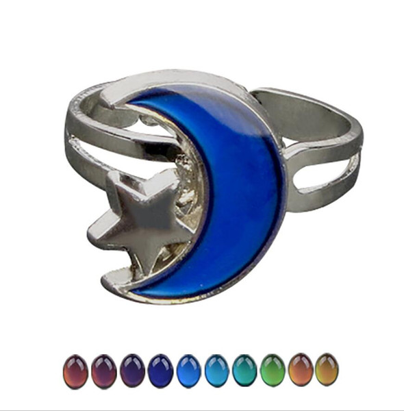 Star Moon Color Change Mood Ring Emotion Feeling Changeable Ring Temperature Control Color Rings