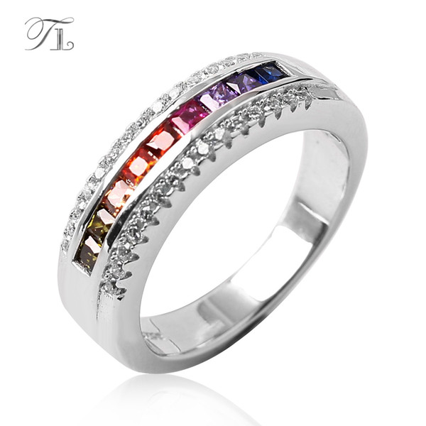 TL Elegant Real Silver Jewelry Ring Cubic Zirconia Lovers Finger Rings Bridal Wedding Ring For Women High Quality Wholesale