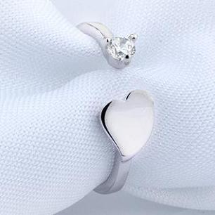 s925 sterling silver jewellery love rings for women heart shiny crystal open adjustable romantic OL lady girl jewels 2018 new arrive 1pc