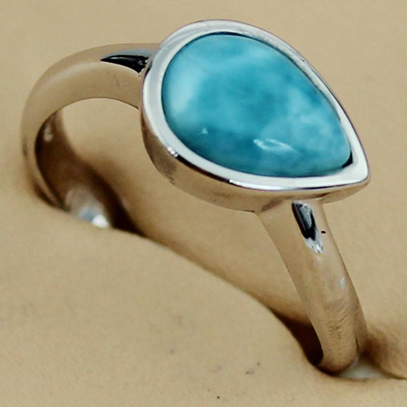 Fashion Larimar Trendy jewelry Silver Plated RING R3530 sz#7 Time limited discount Best Sellers First class products Recommend Hyperbole