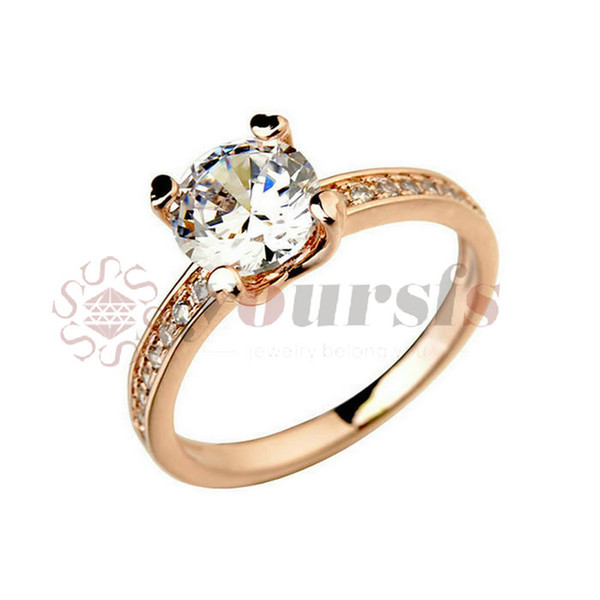 Yoursfs Free Shipping Fashion Jewelry Rose gold Color Cubic Zirconia Wedding Crystal Rings for Women Gift