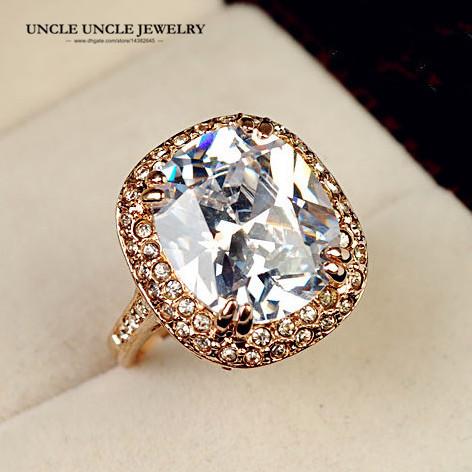 Ultra-big Rose Gold Color Royal Oval Top Class Cubic Zircon Wedding Luxury Finger Ring Wholesale