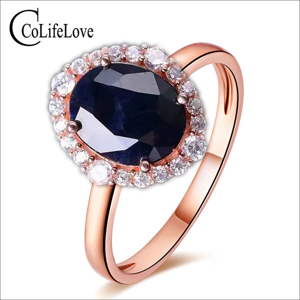 Elegant sapphire ring 10*12mm natural dark blue sapphire from Chinese sapphire mine solid 925 silvr gemstone jewelry