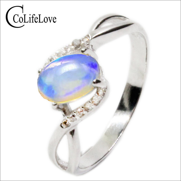 Natural opal silver ring 4 mm * 6 mm opal ring for woman 925 silver opal jewelry romantic gift