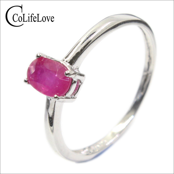 Classic ruby wedding ring for woman 4 mm * 6 mm genuine ruby silver ring sterling silver ruby ring real silver gemstone jewelry