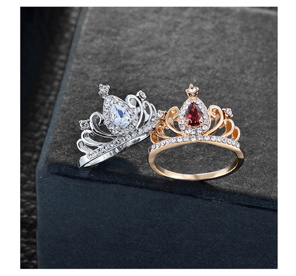 2018 New Creative Fashion Jewelry For Women Alloy Electroplated Diamond Jewelry Zircon Ring For Ladies Crown Shape Diamond Ring