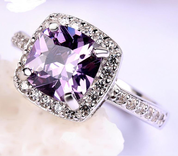 925 pure silver ring, girl, diamond, amethyst, ring, tail ring, diamond ring.