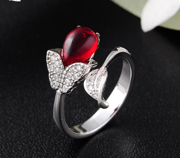 S925 sterling silver ring, micro crystal zircon ring, girl's fashion ring.