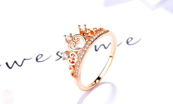 European and American best selling female micro - inlaid crown ring can be mixed with atmospheric ring jewelry