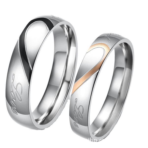 Romantic Fashion Individual Heart-shaped Titanium Steel Valentine's Day Gift Rings for Students'Birthday Expressions