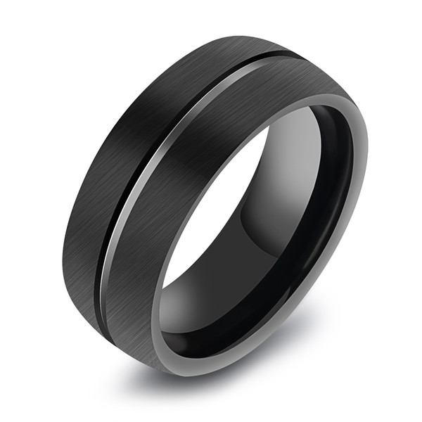 Classic Black Tungsten Rings Fashion Vintage Jewelry For Man Engagement Wedding Size 8-12 Stainless Steel Jewelry NO FADE WJ246