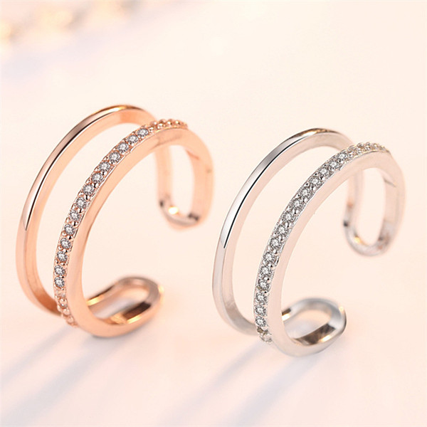 Cubic Zirconia Infinity Symbol Ring CZ Forever Endless Love Promise Band Ring Eternity Friendship Band Rose Gold for Women Girls