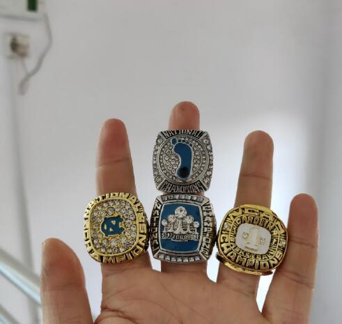 real fine wholesale 1982 2005 2009 2017 North Carolina Tar Heels Championship Ring set Men rings 4piece/lot