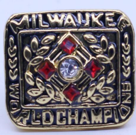 real fine wholesale high quality Fashion jewelry 1957 Milwaukee Braves Championship ring Men rings