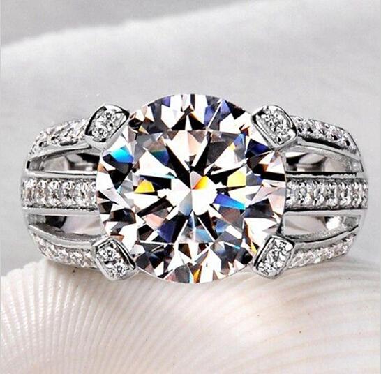 Wholesale Professional Handmade Solitaire 925 Sterling silver white sapphire Simulated Diamond CZ Wedding Women Band Ring gift size 5-11