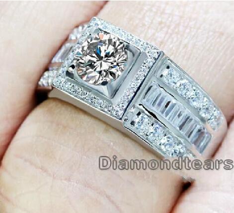 Wholesale - SZ 8-9/10/11/12/13 jewelry 10kt white gold Filled white Topaz Gem MEN Wedding Lovers Ring for love gift