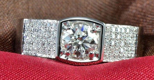 Wholesale - Atmosphere Size8-13 Retro Jewelry 10kt white gold filled topaz CZ gem men wedding simulated Diamond Wedding Ring gift