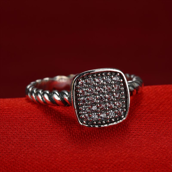 New!925 sterling Silver Rings Finger Square Clear CZ For Women Ring Wedding PartyTimeless Elegant Fashion Jewelry