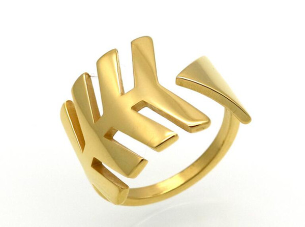 Fashion New Simple arrow Fishbone Ring Korean Personality Titanium Steel Gold plated Wild people Ring