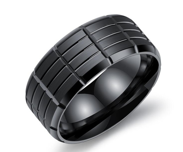 Fashion jewelry Europe and the United States hot personality simple titanium steel men's black ring