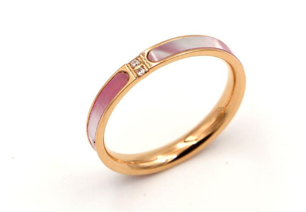 The new micro-inlay two diamond Caibei powder titanium steel plated rose gold ring tail ring fashion index finger ring female