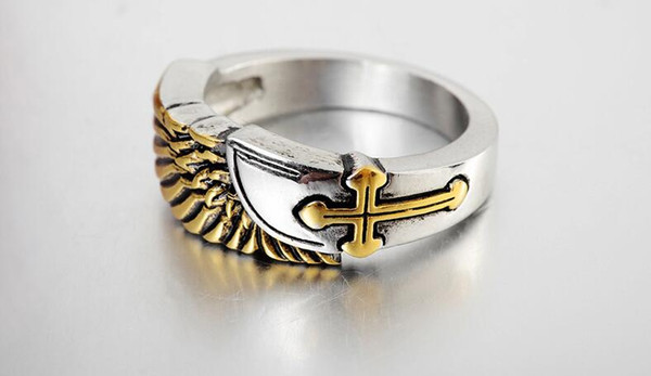 European and American retro domineering classic cross ring fashion titanium steel men's punk ring jewelry