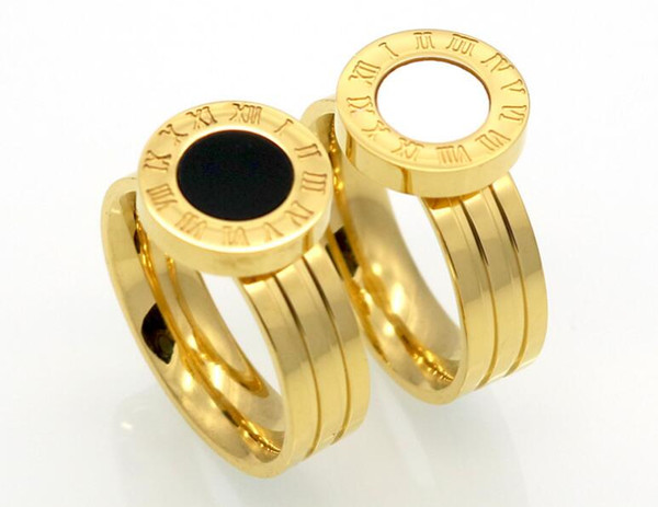 New Roman numeral round shell ring Korean fashion wild titanium steel rose gold jewelry female
