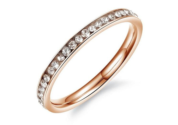 Korean jewelry small index finger ring single row full titanium steel rose gold ring female